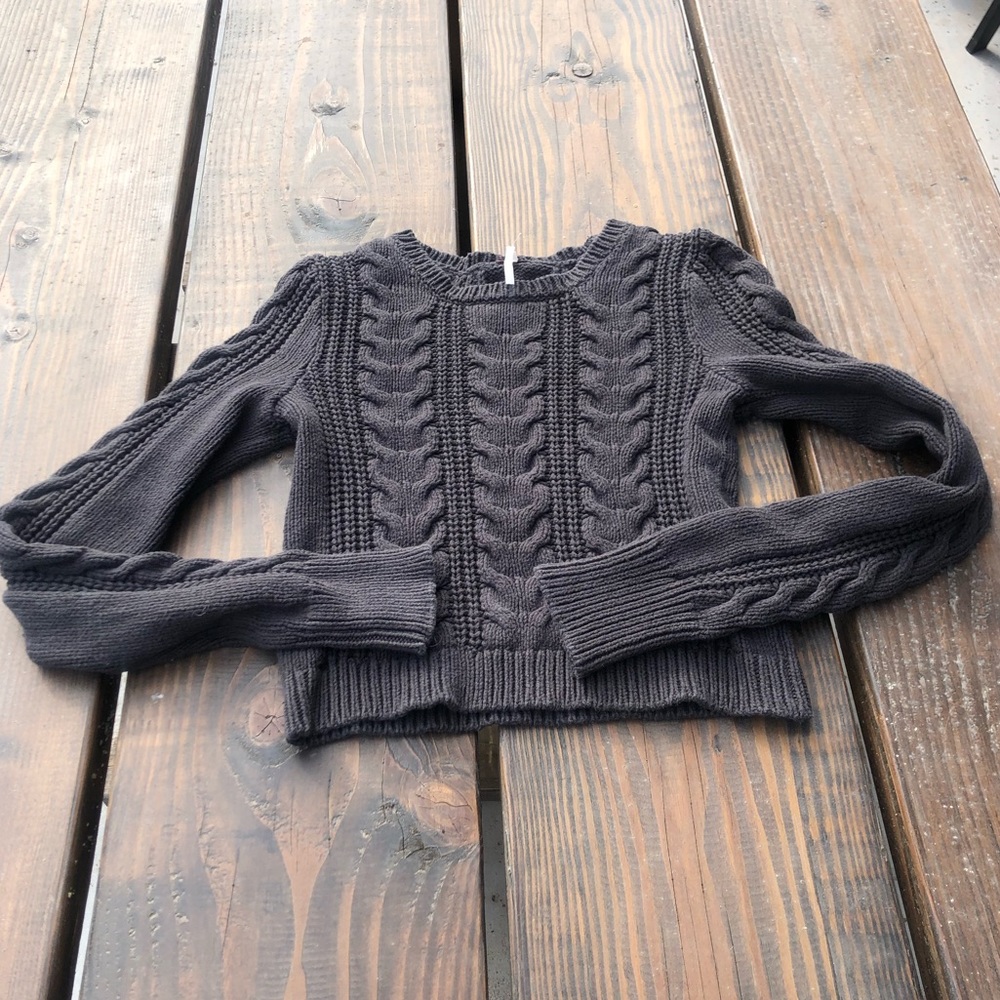 Free People Charcoal Knit Sweater